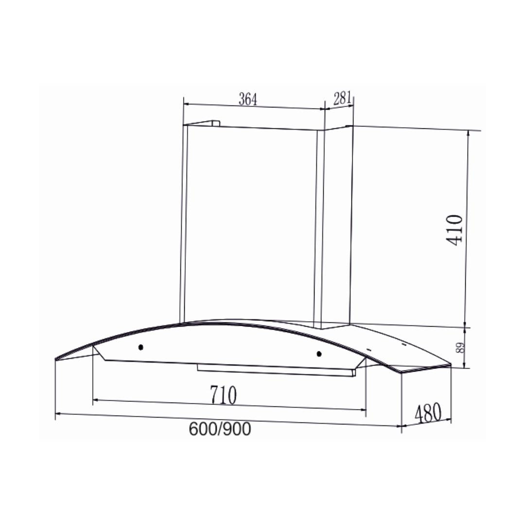 Carysil 90 cm Wall Mounted Chimney Wall Mounted Series VAN 90