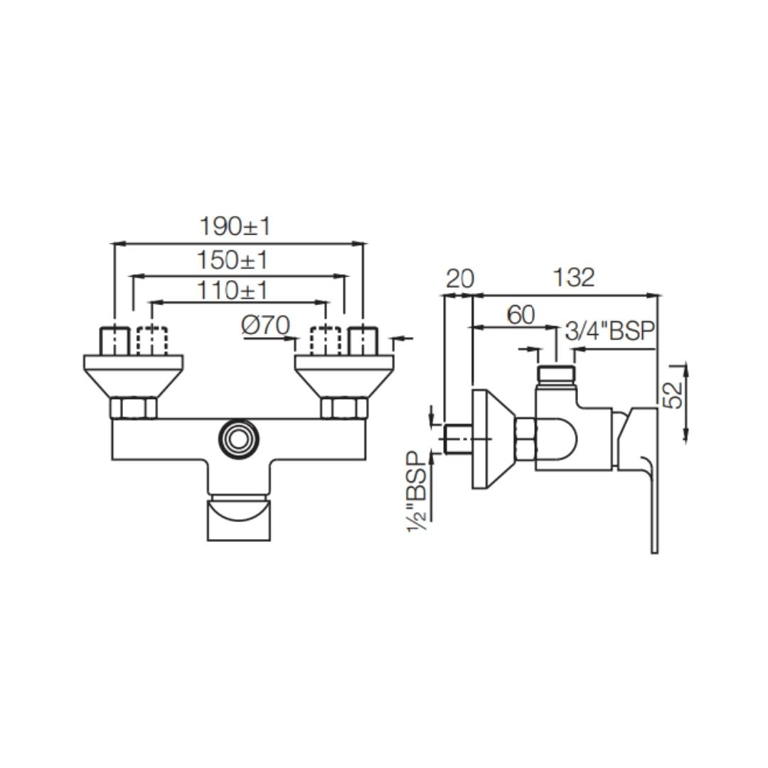 Jaquar 1 Way Wall Mixer Vignette Prime VGP-ACR-81147 Normal Flow - Antique Copper Finish