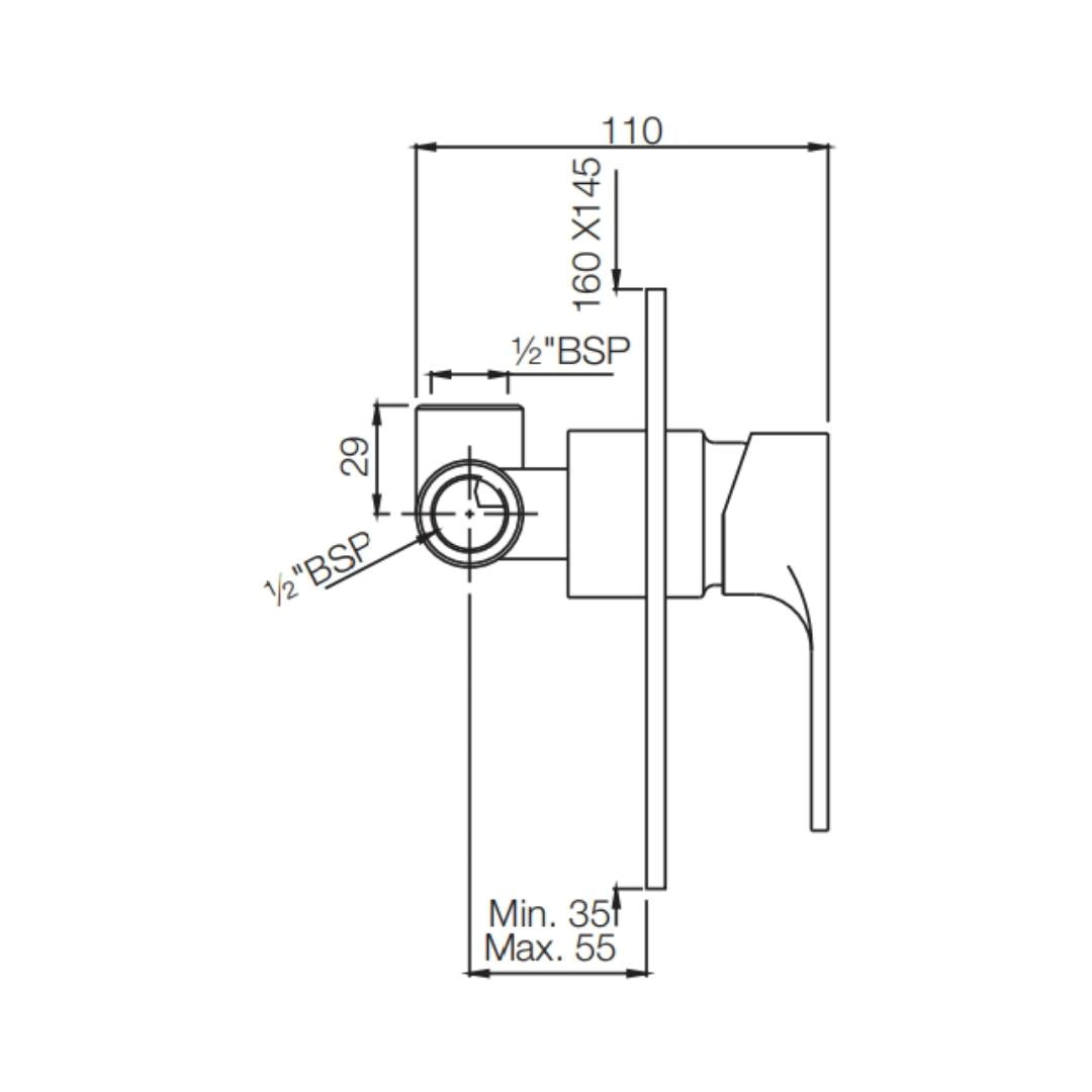 Jaquar 1 Way Diverter Vignette Prime VGP-BLM-81227K Normal Flow - Black Matt Finish