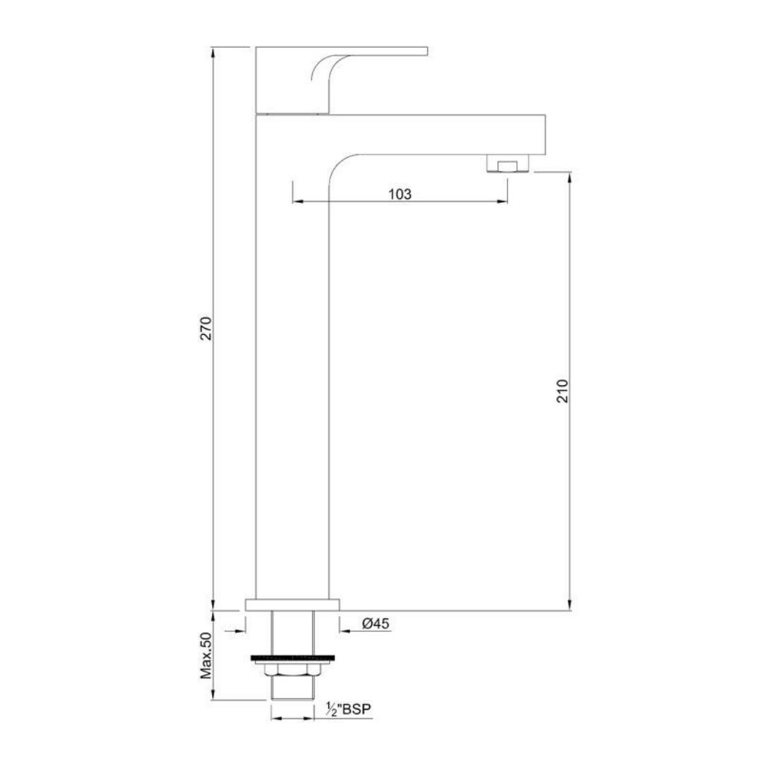Jaquar Table Mounted Tall Boy Basin Tap Vignette Prime VGP-CHR-81021N - Chrome