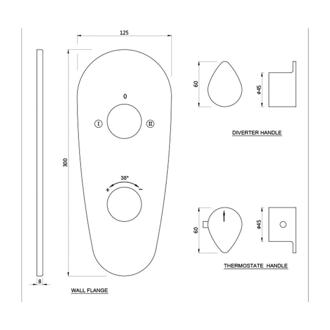 Jaquar 2 Way Thermostatic Diverter Vignette Prime VGP-CHR-81681K Normal Flow - Chrome Finish