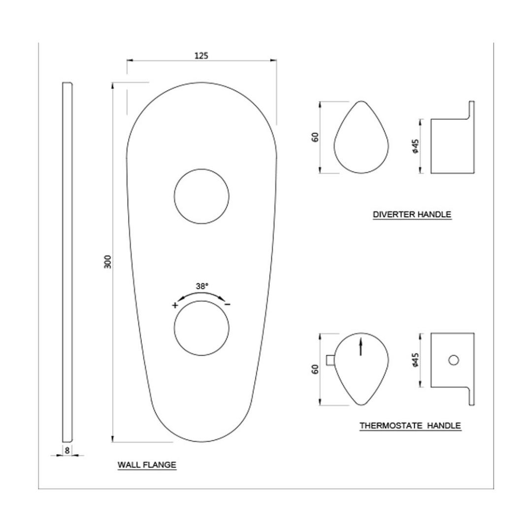 Jaquar 1 Way Thermostatic Diverter Vignette Prime VGP-GRF-81661 Normal Flow - Graphite Finish