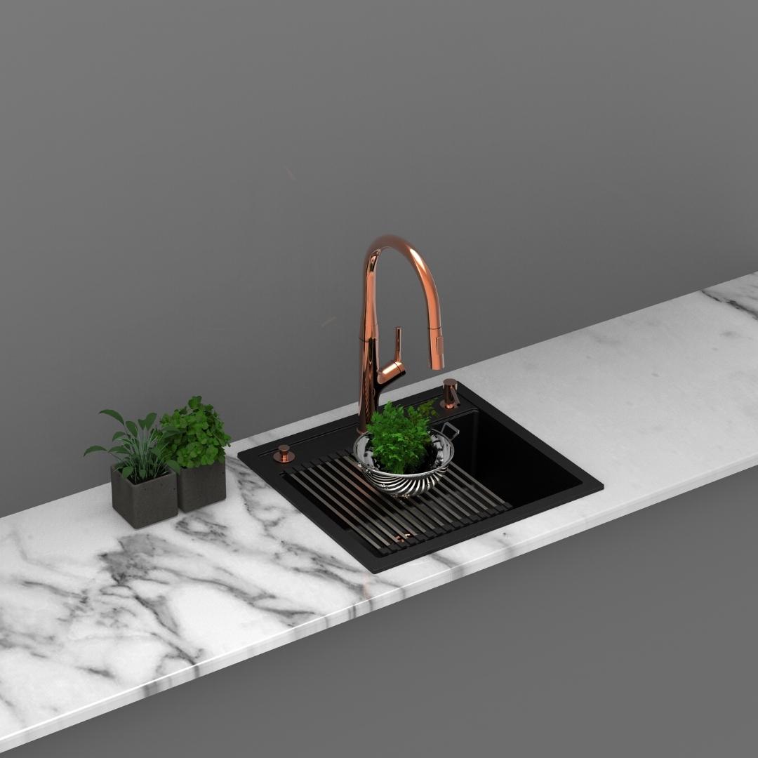 Carysil Quartz Sink Workstation Sink WORKSTATION SINK FULLY LOADED WALTZ 560 FE ( 22 x 20 inches )  -  Deep Black