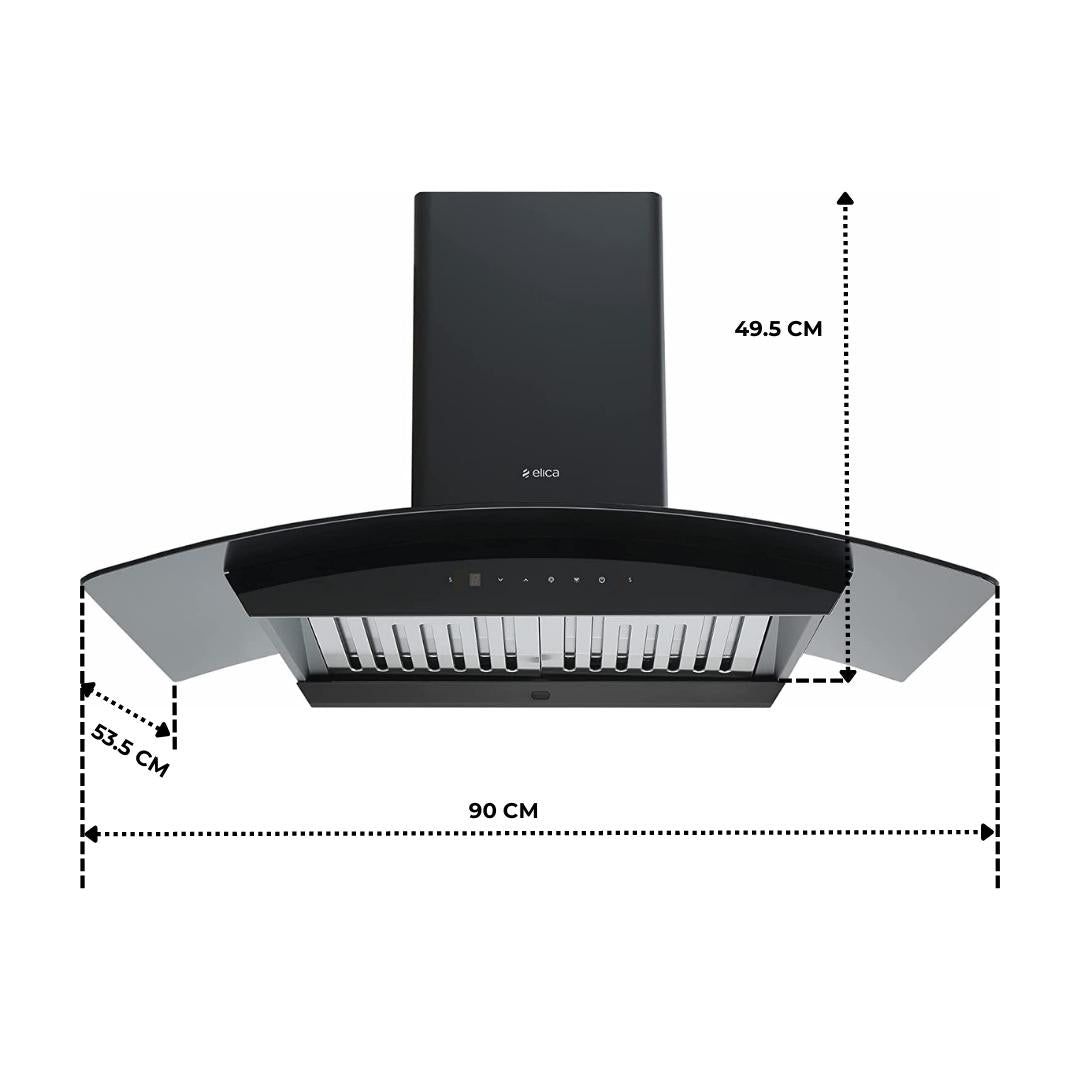 Elica 90 cm Wall Mounted Chimney WDAT HAC 90 MS BLDC NERO