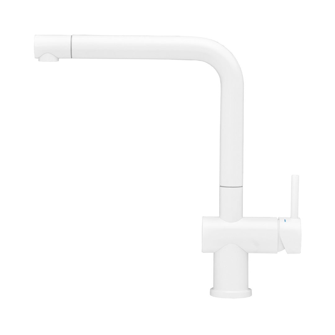 Reginox Table Mounted Regular Kitchen Sink Mixer YADKIN with Extractable Hand Shower Spout in White Finish