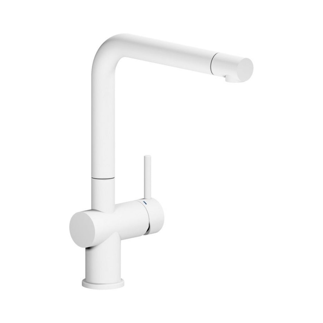 Reginox Table Mounted Regular Kitchen Sink Mixer YADKIN with Extractable Hand Shower Spout in White Finish