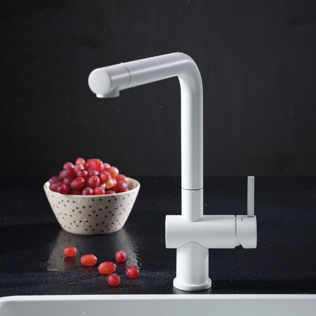 Reginox Table Mounted Regular Kitchen Sink Mixer YADKIN with Extractable Hand Shower Spout in White Finish