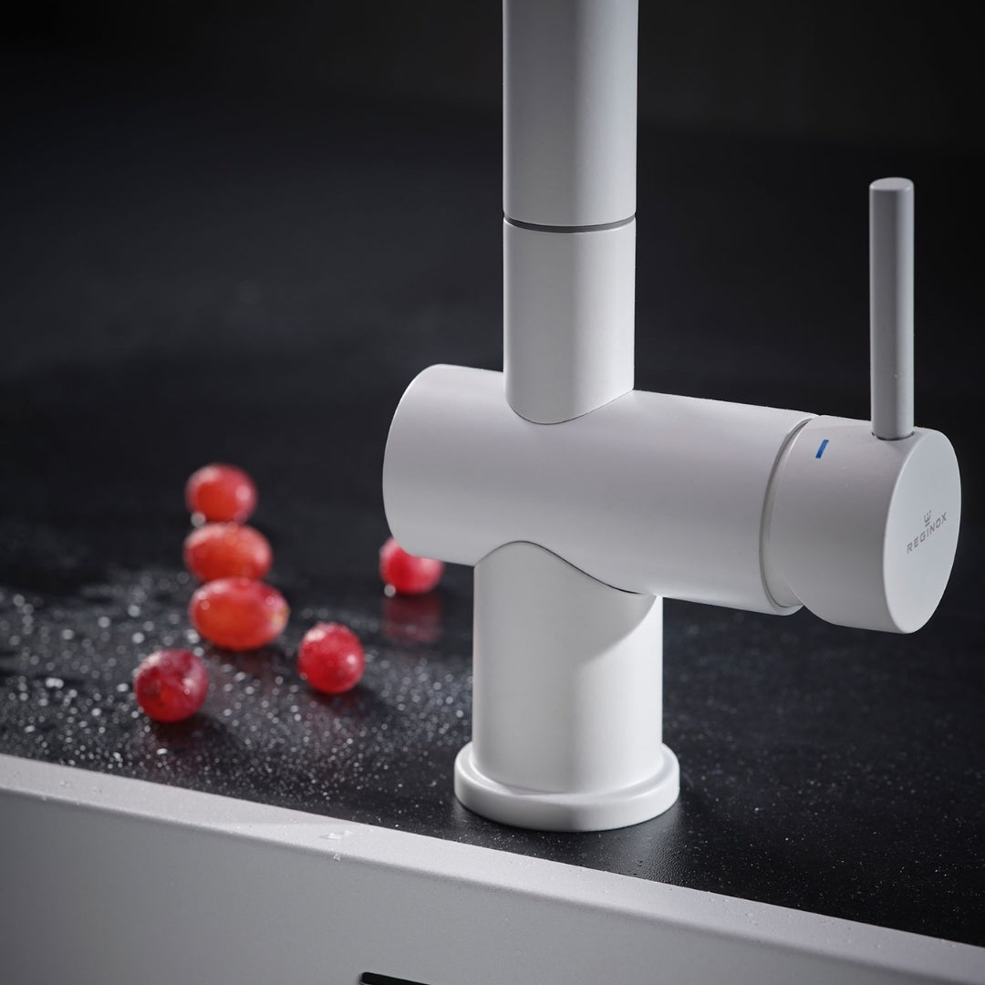 Reginox Table Mounted Regular Kitchen Sink Mixer YADKIN with Extractable Hand Shower Spout in White Finish