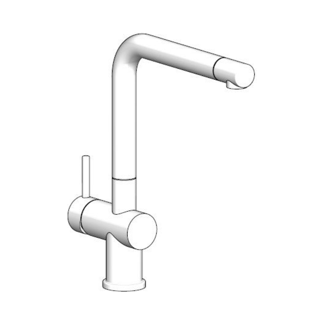 Reginox Table Mounted Regular Kitchen Sink Mixer YADKIN with Extractable Hand Shower Spout in White Finish