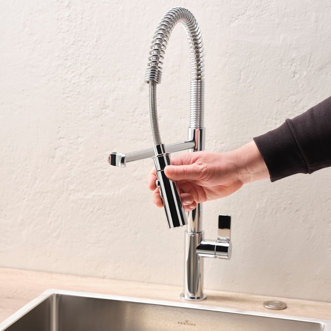 Reginox Table Mounted Pull-Down Kitchen Sink Mixer YUKON with Swinging Spout in Chrome Finish