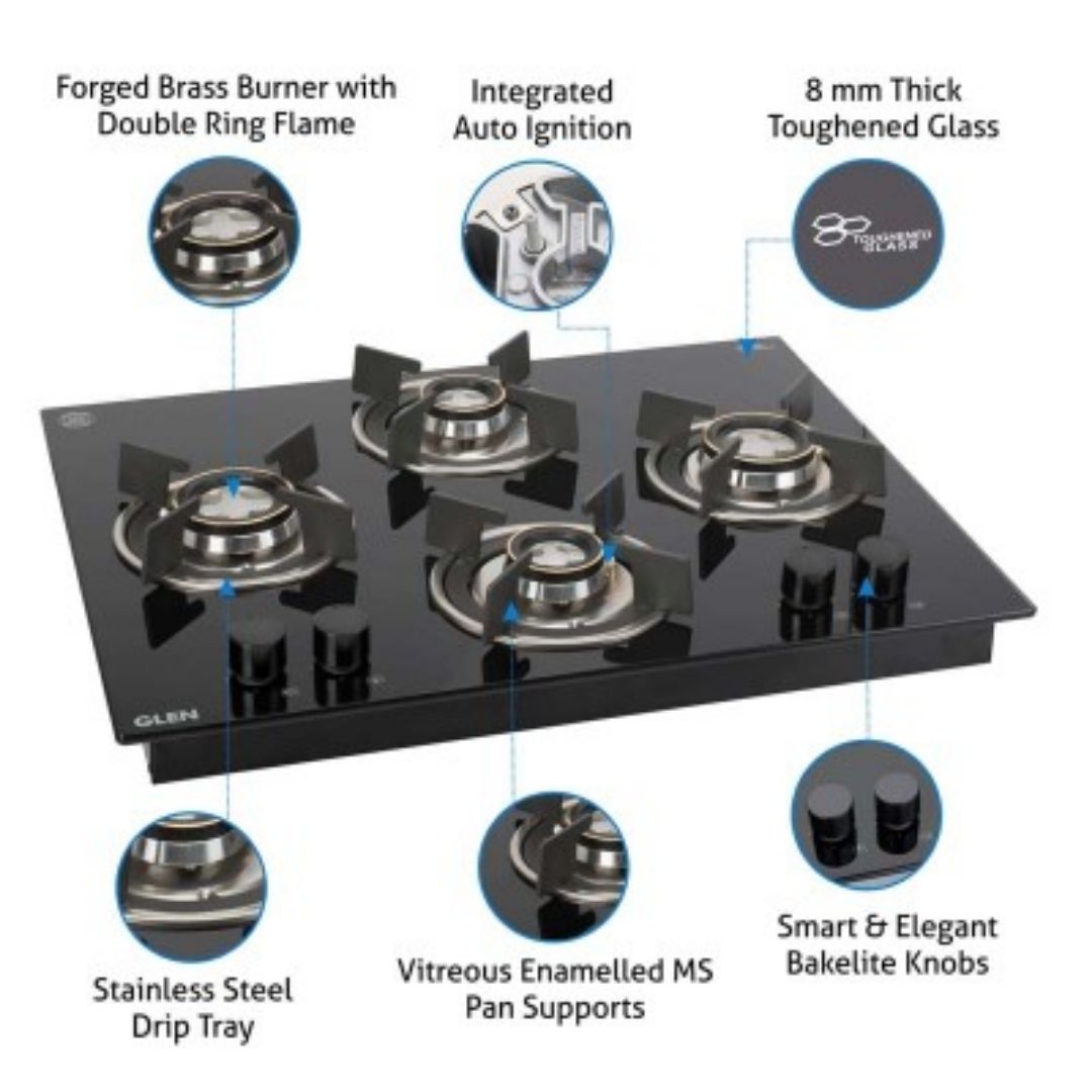 Glen 65 cm 4 Burner Hob 1065 X RO HT DB
