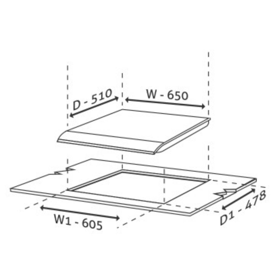 Glen 65 cm 4 Burner Hob 1065 X RO HT DB