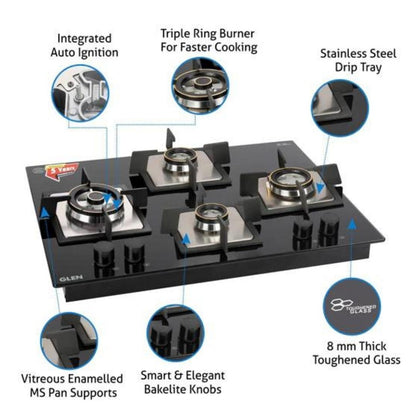 Glen 65 cm 4 Burner Hob 1065 X SQ HT DB TR