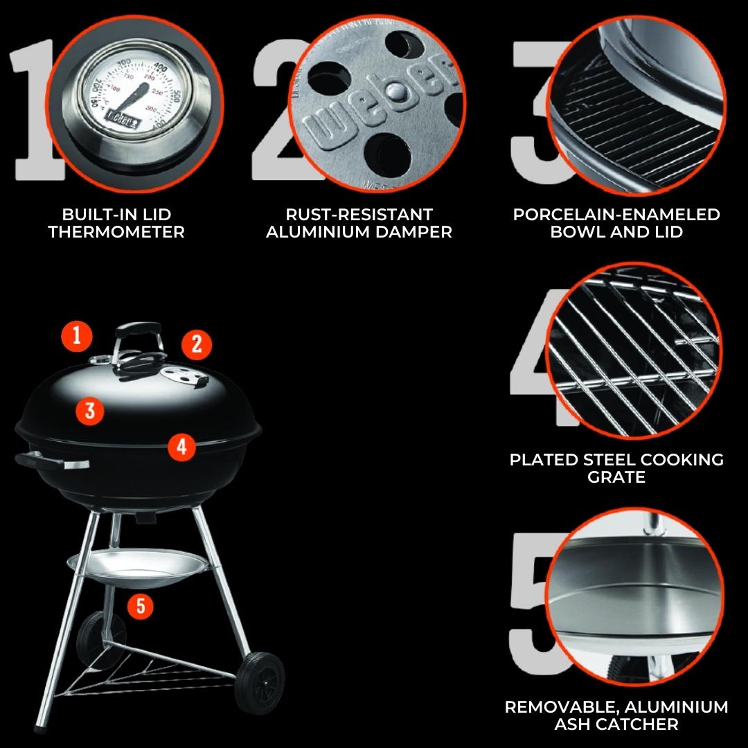 Weber Grill COMPACT KETTLE CHARCOAL GRILL 57CM WITH THERMOMETER 1321308