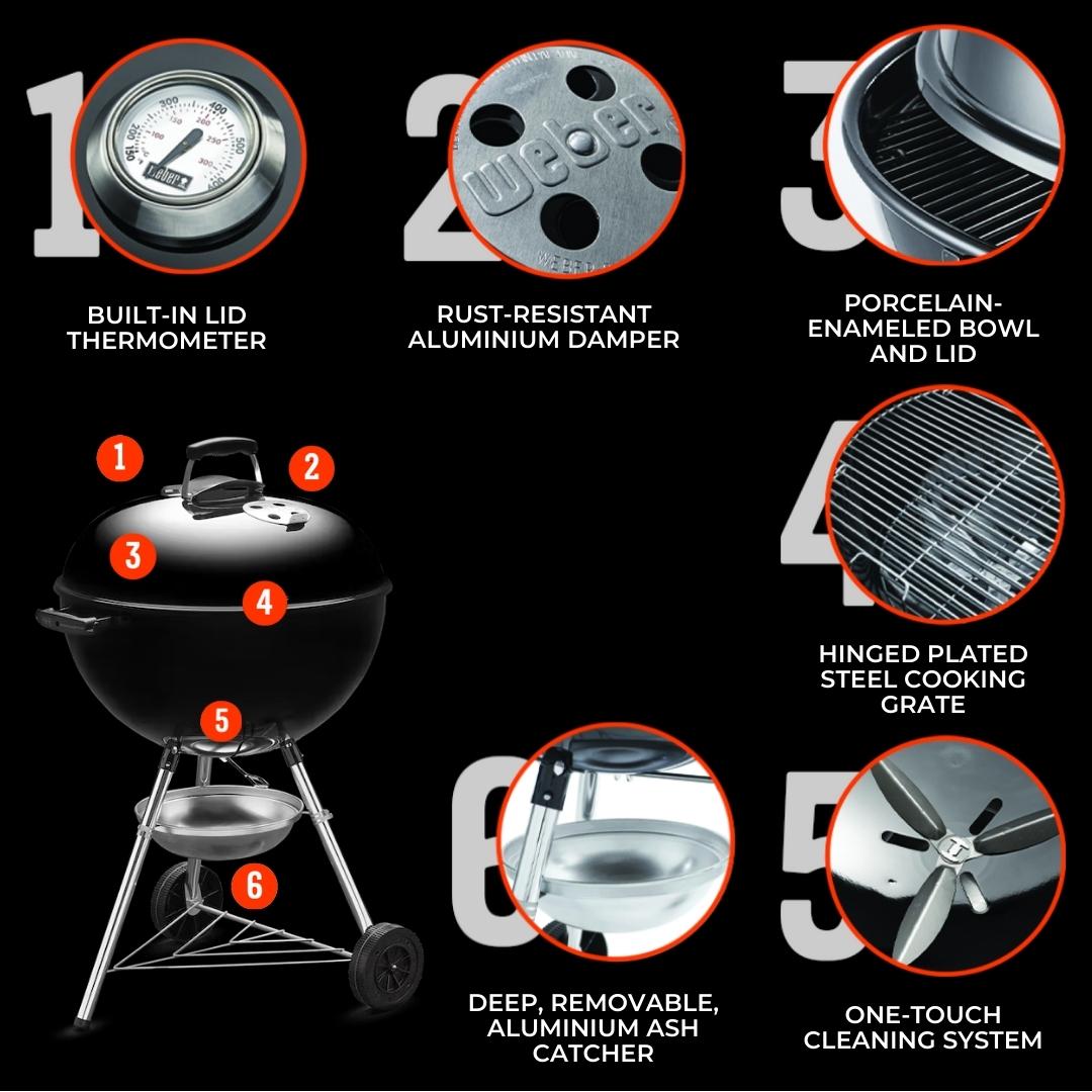 Weber Grill ORIGINAL KETTLE CHARCOAL GRILL 57CM WITH THERMOMETER 1341308