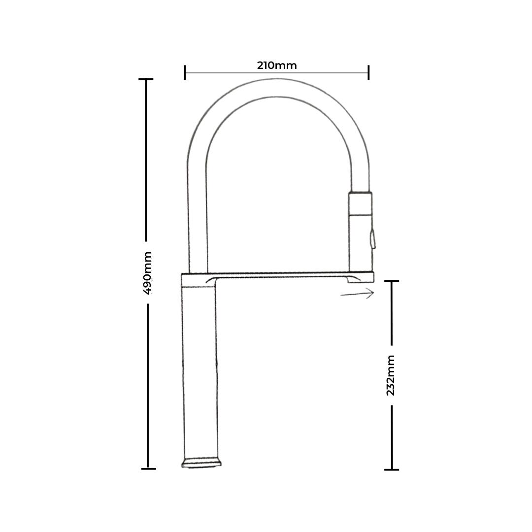 Carysil Table Mounted Semi-Professional Kitchen Sink Mixer ALA 1511 with Flexible Arm Hand Shower Spout in White Finish