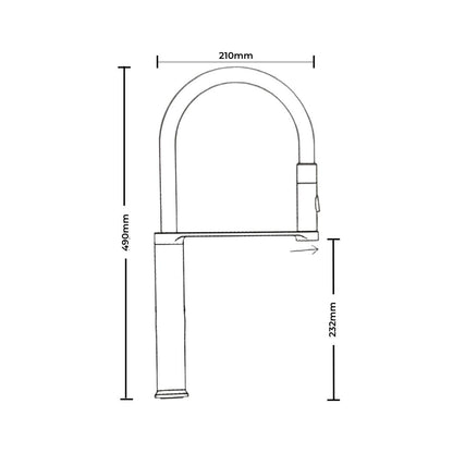 Carysil Table Mounted Semi-Professional Kitchen Sink Mixer ALA 1511 with Flexible Arm Hand Shower Spout in White Finish