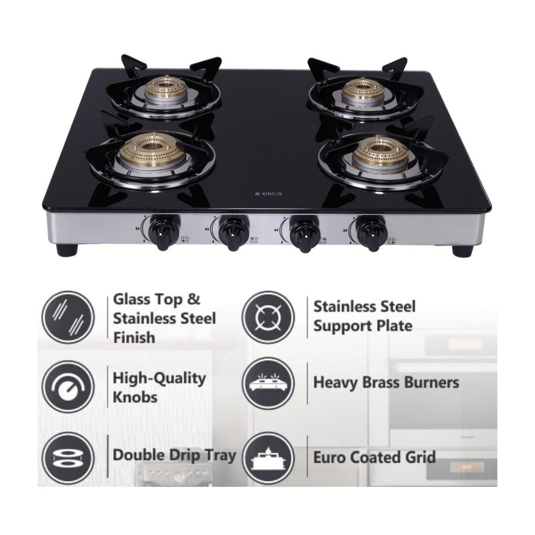 Elica 58 cm 4 Burner Cooktop DT SERIES 594 CT VETRO 1J
