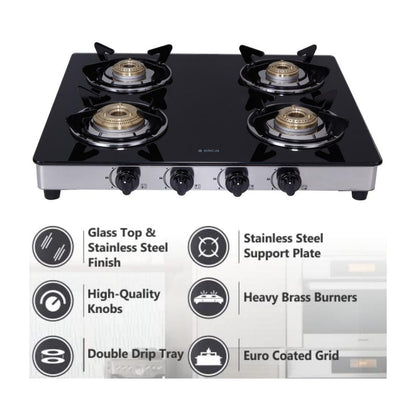 Elica 58 cm 4 Burner Cooktop DT SERIES 594 CT VETRO 1J