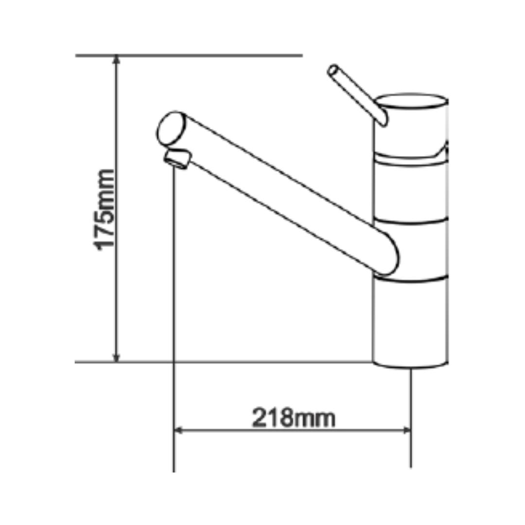Carysil Table Mounted Pull-Out Kitchen Sink Mixer ALA01509 with Extractable Hand Shower Spout in Chrome + Nera Finish