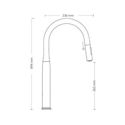 Carysil Table Mounted Pull-Out Kitchen Sink Mixer ALA 1512 with Extractable Hand Shower Spout in Matt Black Finish