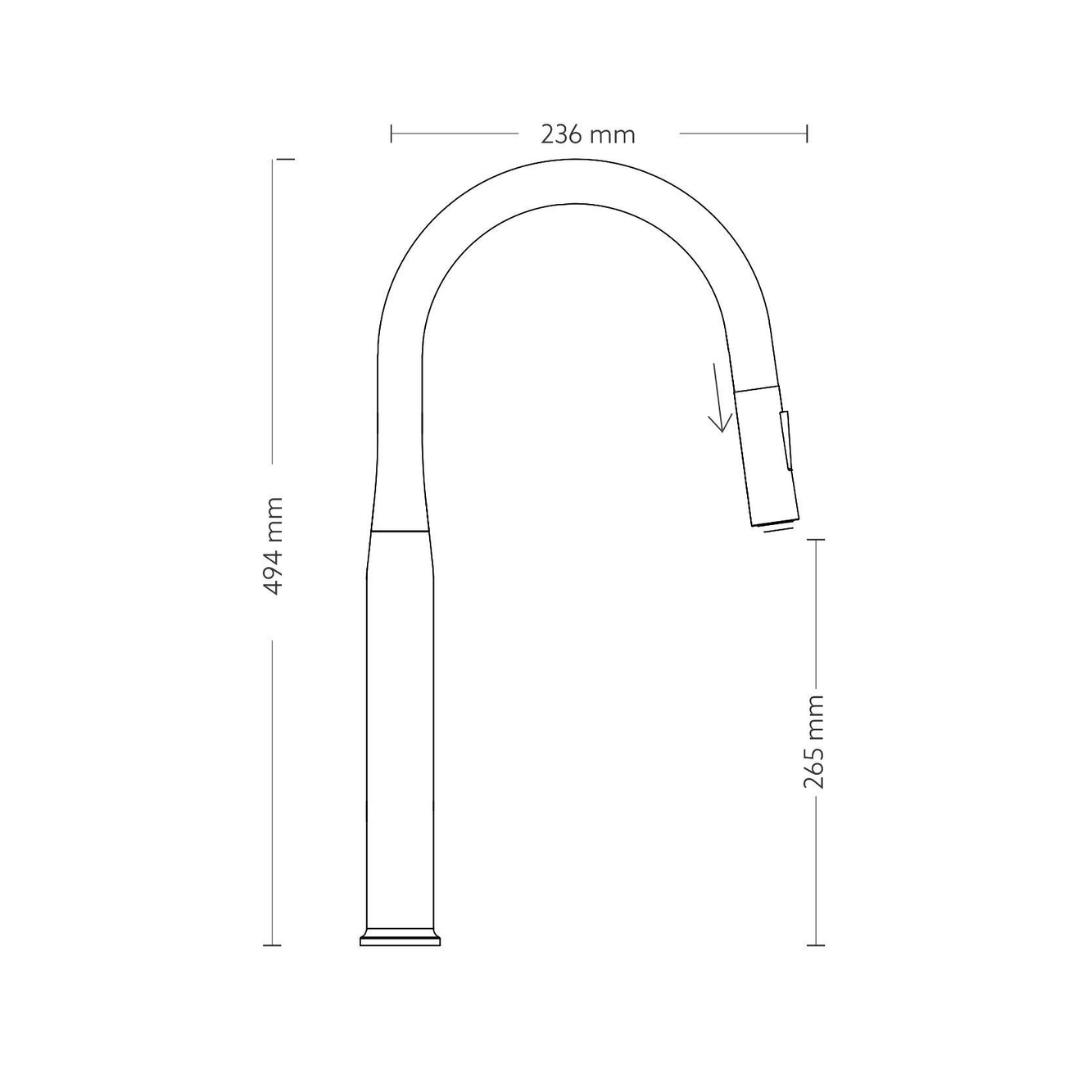 Carysil Table Mounted Pull-Out Kitchen Sink Mixer ALA 1512 with Extractable Hand Shower Spout in Rose Gold Finish