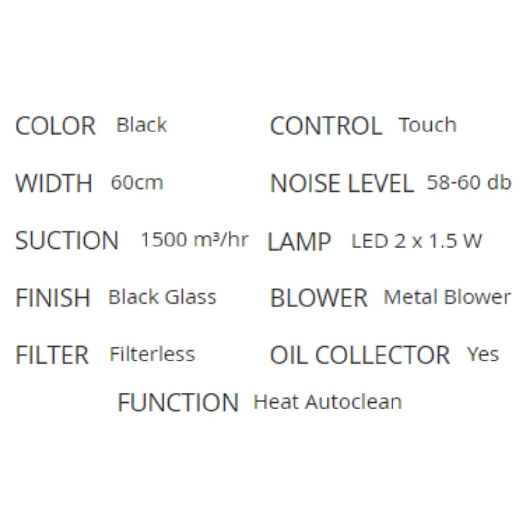 Faber 60 cm Wall Mounted Chimney Filterless Series APEX FLHC SC BK 60