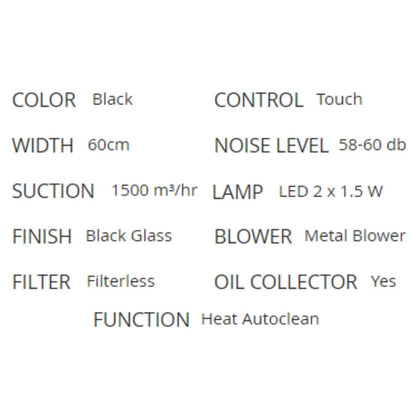 Faber 60 cm Wall Mounted Chimney Filterless Series APEX FLHC SC BK 60