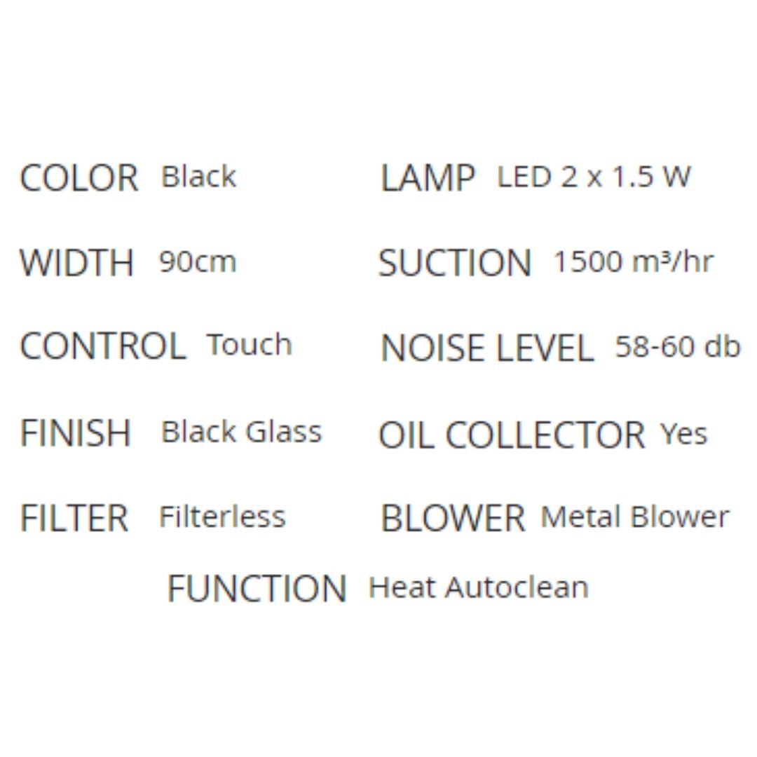 Faber 90 cm Wall Mounted Chimney Filterless Series APEX FLHC SC BK 90
