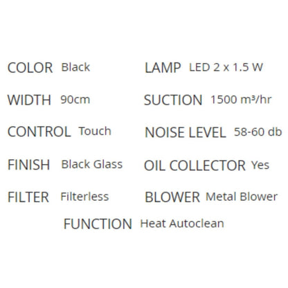 Faber 90 cm Wall Mounted Chimney Filterless Series APEX FLHC SC BK 90