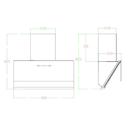 Faber 90 cm Wall Mounted Chimney Filterless Series APEX FLHC SC BK 90
