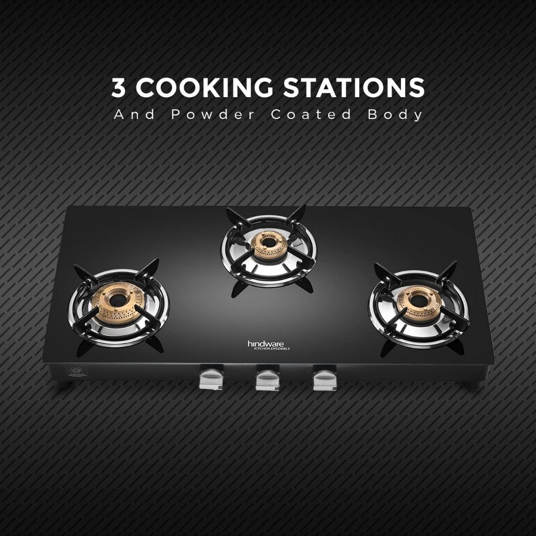 Hindware 77 cm 3 Burner Cooktop Armo Plus Gl Series ARMO PLUS GL 3B