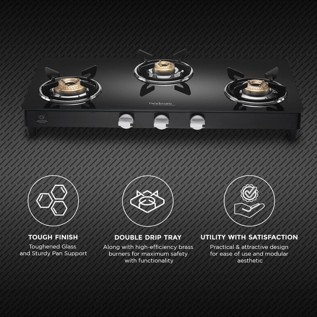 Hindware 77 cm 3 Burner Cooktop Armo Plus Gl Series ARMO PLUS GL 3B