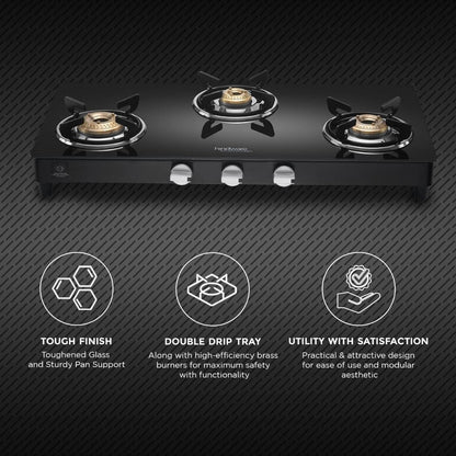 Hindware 77 cm 3 Burner Cooktop Armo Plus Gl Series ARMO PLUS GL 3B