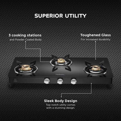 Hindware 77 cm 3 Burner Cooktop Armo Plus Gl Series ARMO PLUS GL 3B