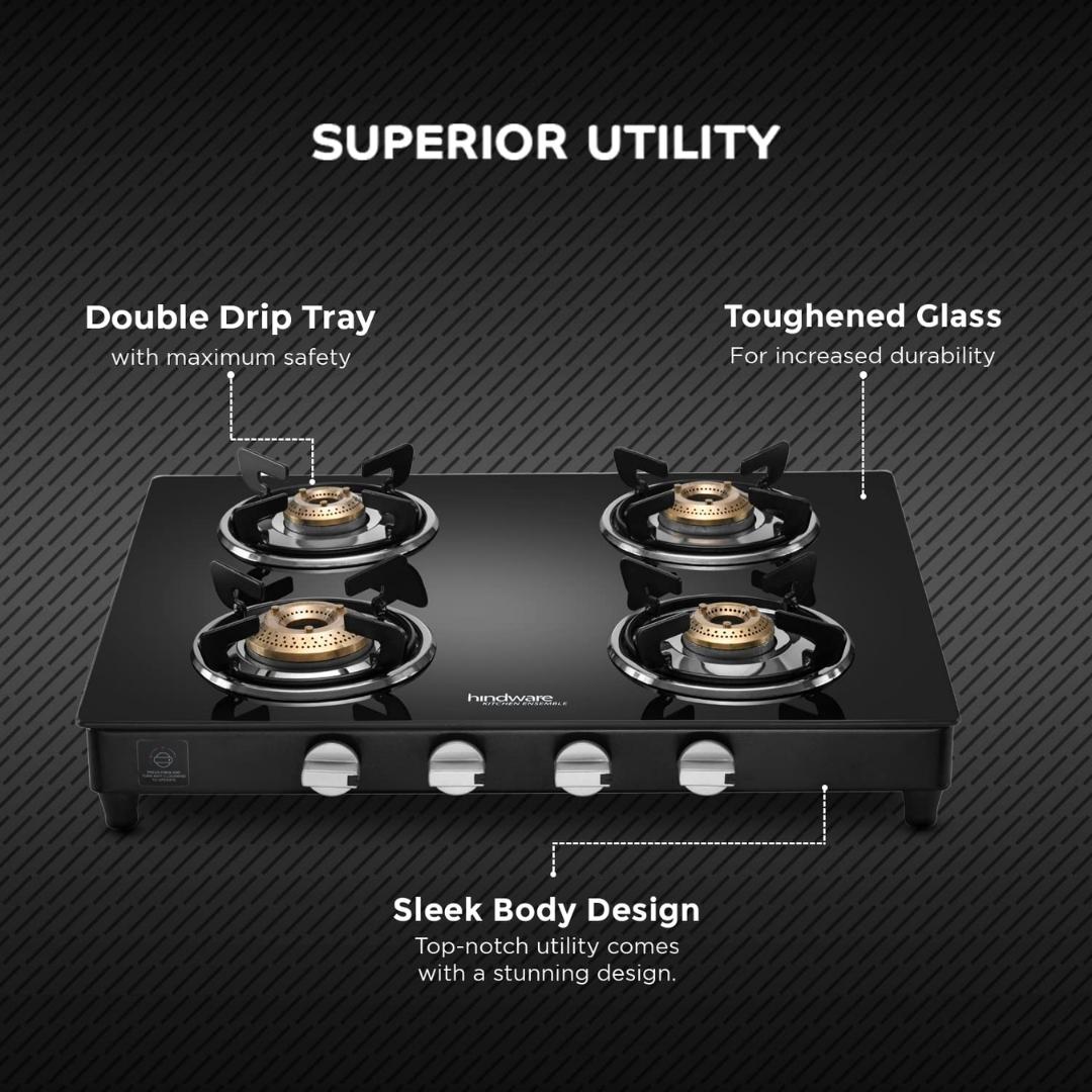 Hindware 63 cm 4 Burner Cooktop Armo Plus Gl Series ARMO PLUS GL 4B