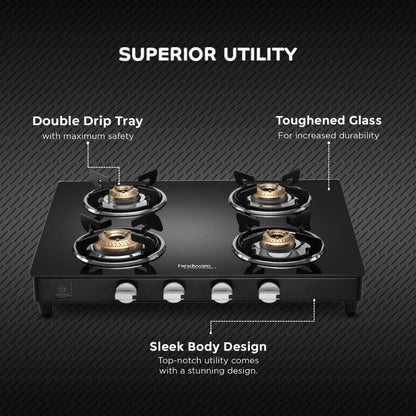 Hindware 63 cm 4 Burner Cooktop Armo Plus Gl Series ARMO PLUS GL 4B