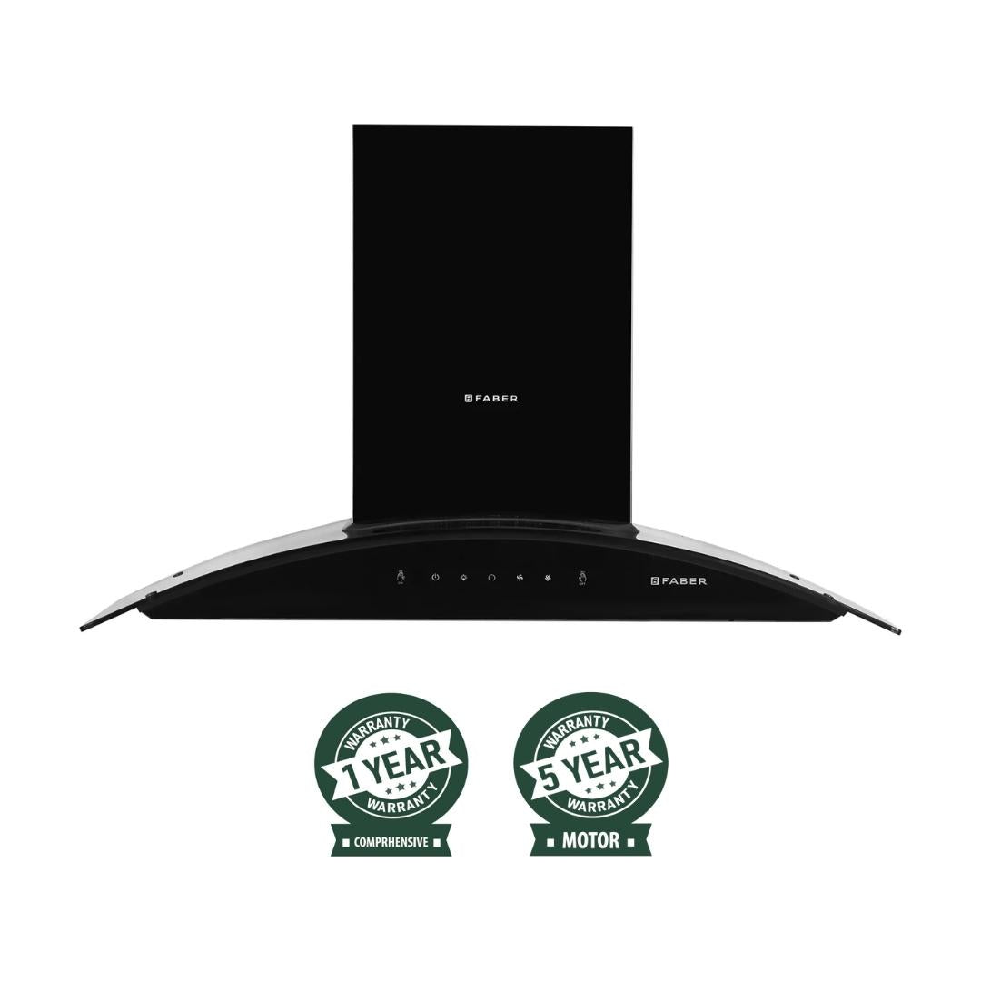 Faber 90 cm Wall Mounted Chimney AURA DIRECT DRIVE BF SC AC BK 90