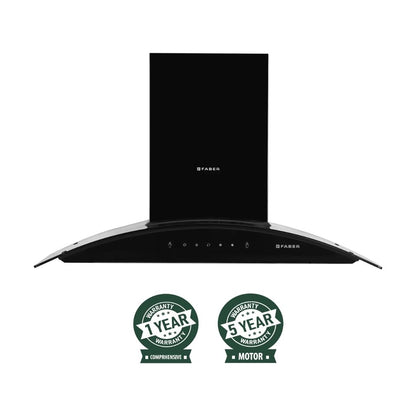 Faber 90 cm Wall Mounted Chimney AURA DIRECT DRIVE BF SC AC BK 90