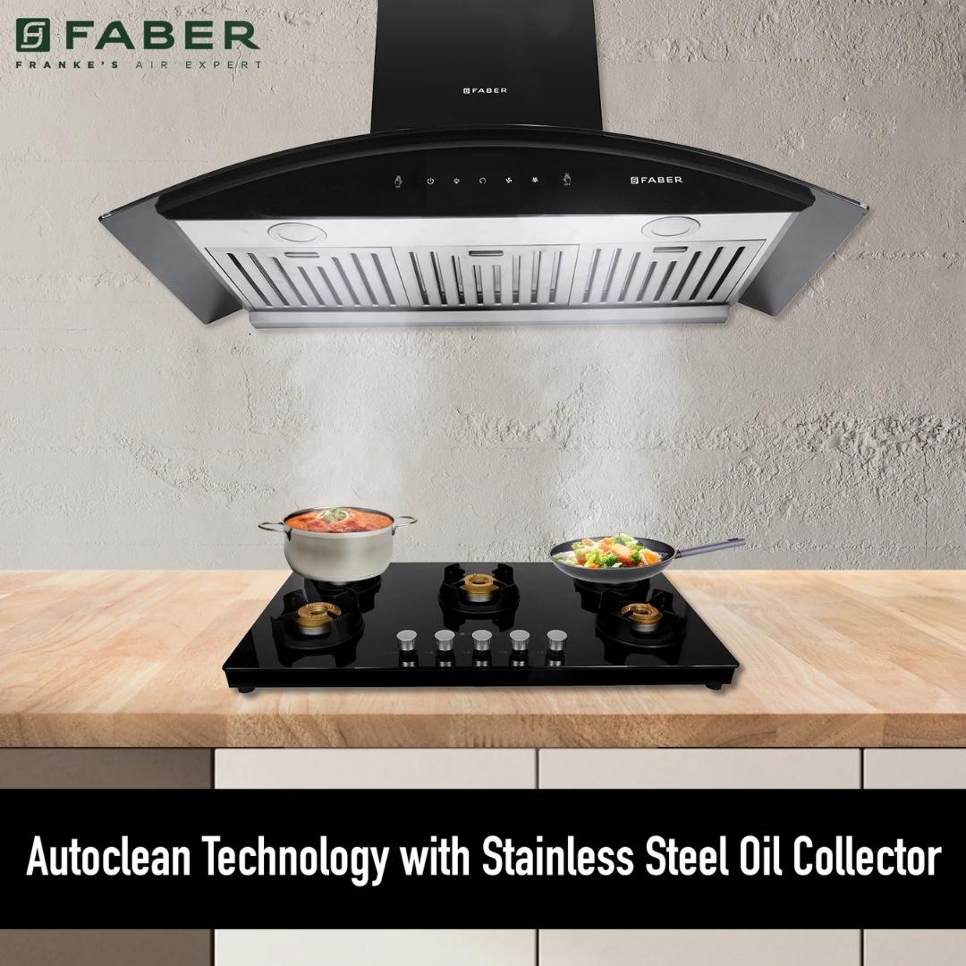 Faber 90 cm Wall Mounted Chimney AURA DIRECT DRIVE BF SC AC BK 90