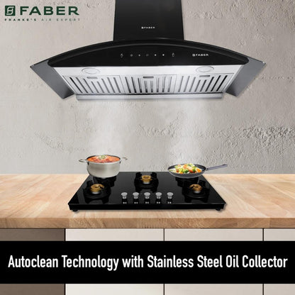 Faber 90 cm Wall Mounted Chimney AURA DIRECT DRIVE BF SC AC BK 90