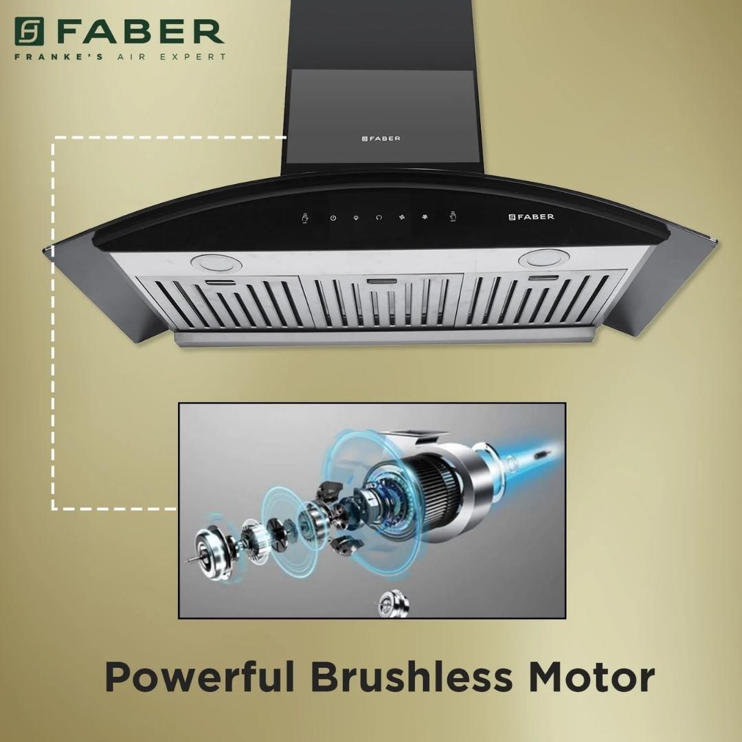 Faber 90 cm Wall Mounted Chimney AURA DIRECT DRIVE BF SC AC BK 90
