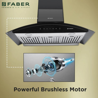 Faber 90 cm Wall Mounted Chimney AURA DIRECT DRIVE BF SC AC BK 90