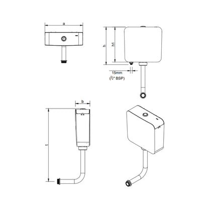 Cera External Wall Mounted Cistern Without Frame B1010111 - Snow White