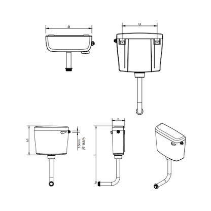 Cera External Wall Mounted Cistern Without Frame B1010112 - Snow White