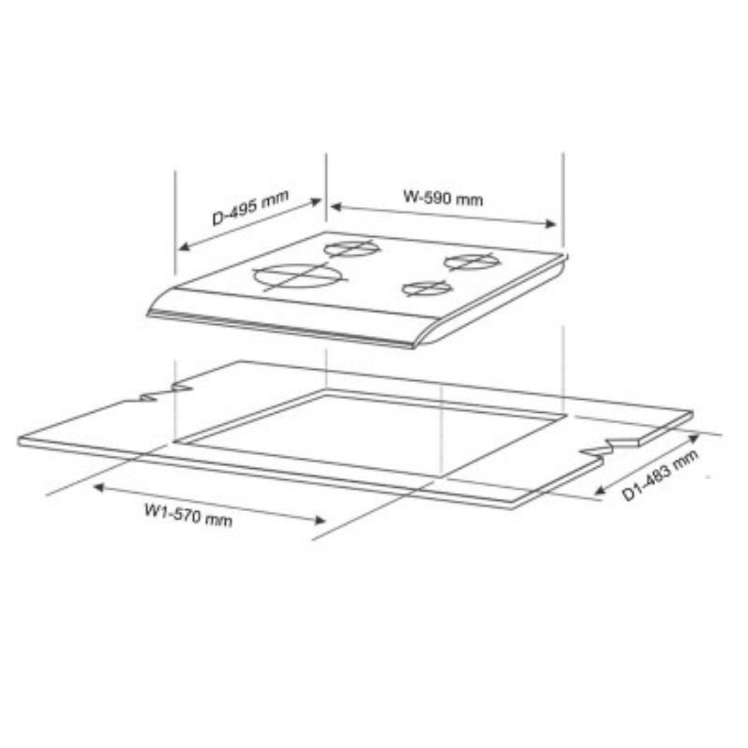 Glen 60 cm 4 Burner Hob BH 1061 DB TR SS