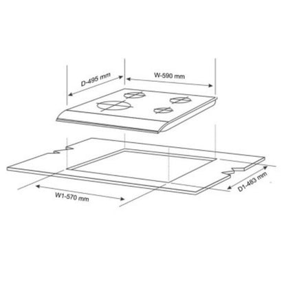 Glen 60 cm 4 Burner Hob BH 1061 DB TR SS