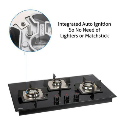 Glen 73 cm 3 Burner Hob BH 1073 SQ HT DB FFD