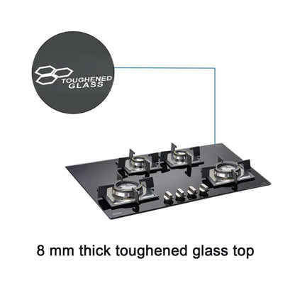 Glen 70 cm 4 Burner Hob BH 1074 SQ DB