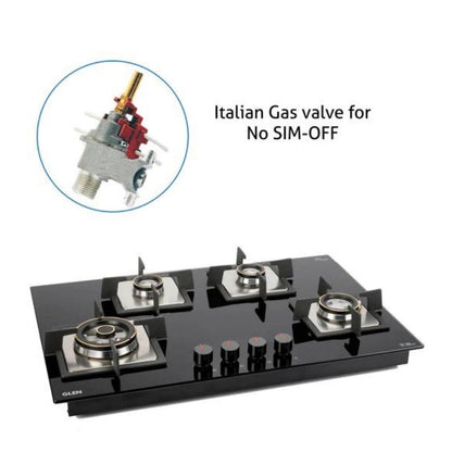 Glen 77 cm 4 Burner Hob BH 1074 SQ HT DB TR FFD 77